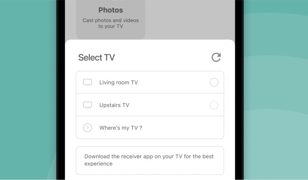 screenshot of the mirror for lg tv screen mirroring app by AirBeamTV