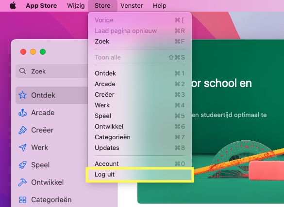 Instructies hoe uit te loggen uit App Store