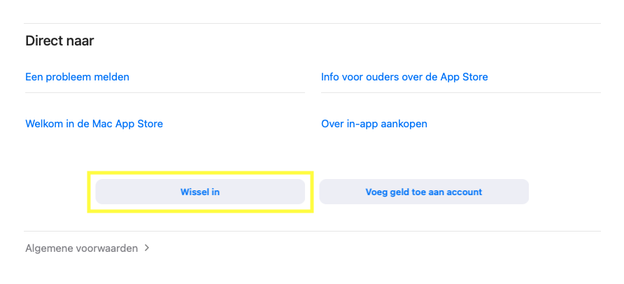 Instructies inwisselen code knop in App Store