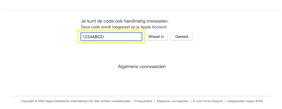 Instructies klik inwisselen knop in App Store