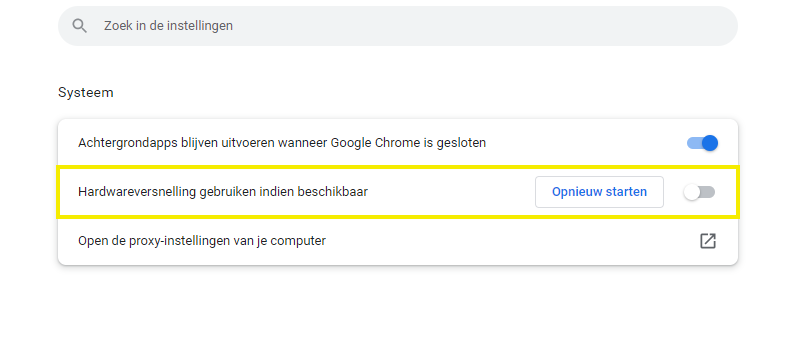 Google Chrome hardwareversnelling