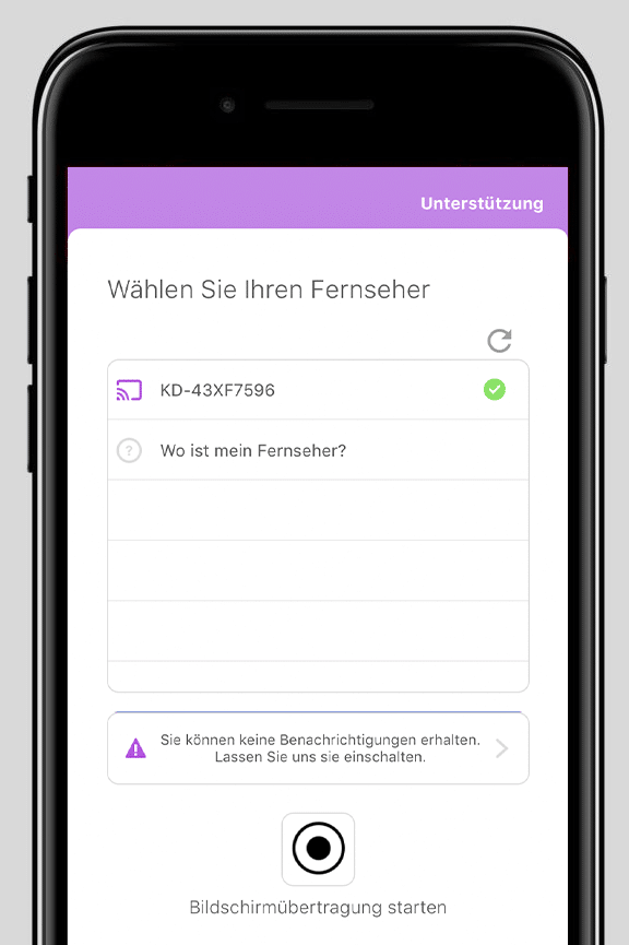 Verbinden Sie sich mit SONY TV