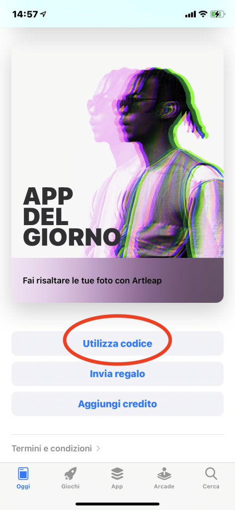 premi il pulsante "Riscatta"