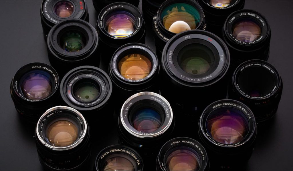 multiple camera lenses lined up