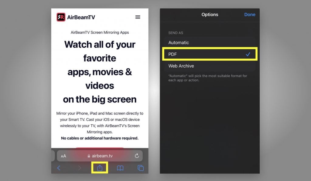 save safari as pdf iPhone hack