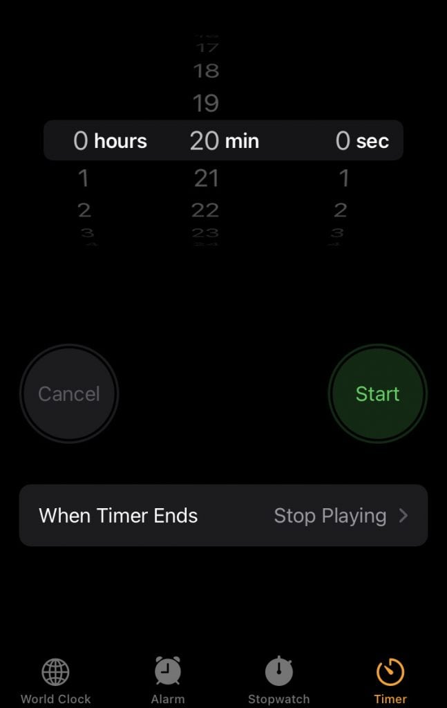 set music to stop