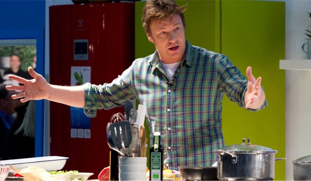 Jamie Oliver in a kitchen