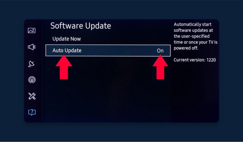 Instructions how to set up auto updates on Samsung Smart TV