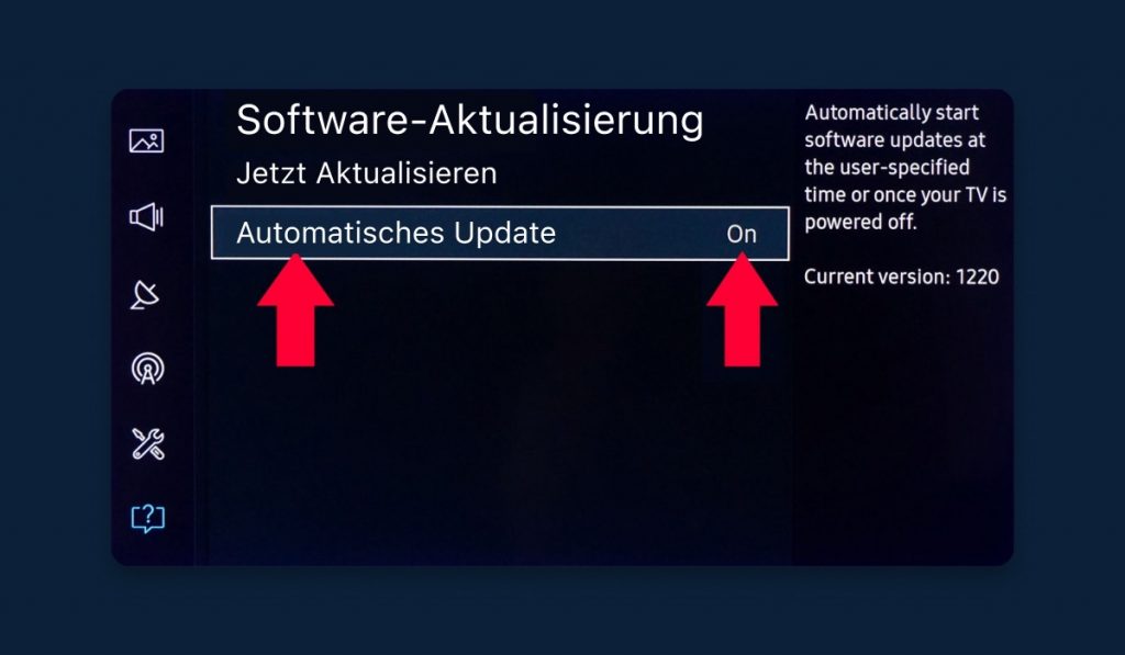 Anleitung zum Einrichten von automatischen Updates auf Samsung Smart TV