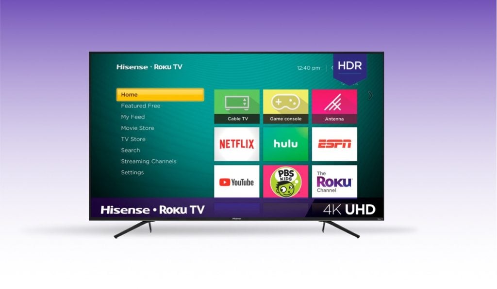 Hisense Roku TV settings and apps on the screen
