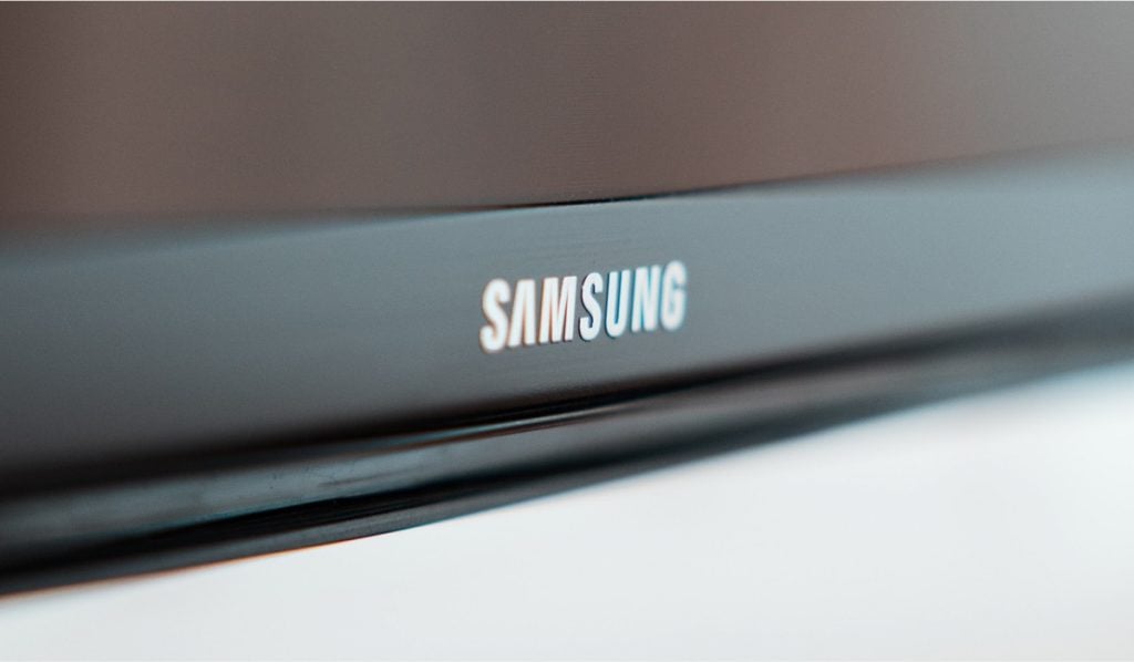 Samsung logo on a TV.