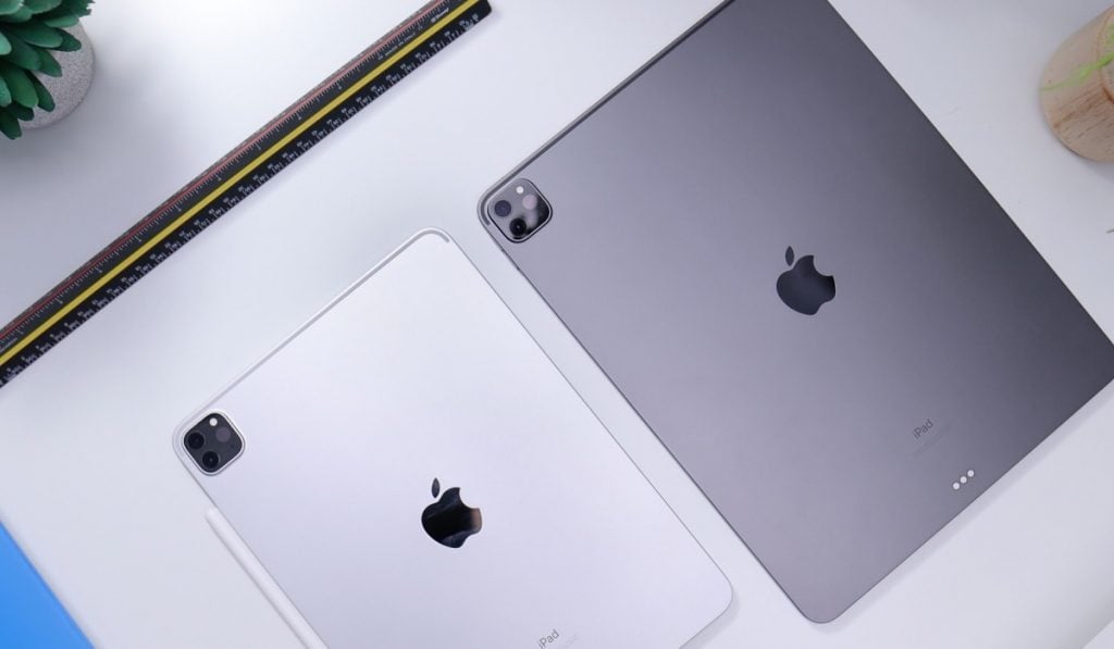 Two iPads on white surface