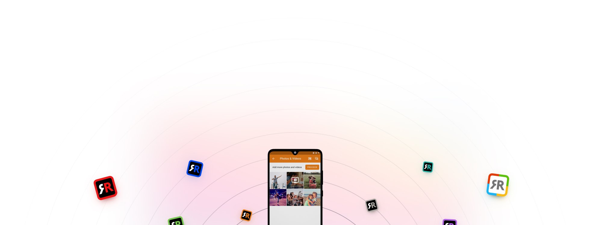 Android phone surround by logos from AirBeamTV apps