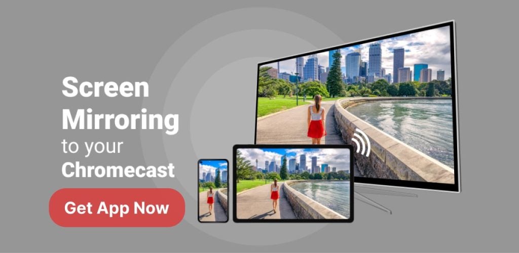 A banner promoting Mirror for Chromecast casting app