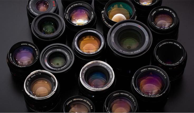 multiple camera lenses lined up