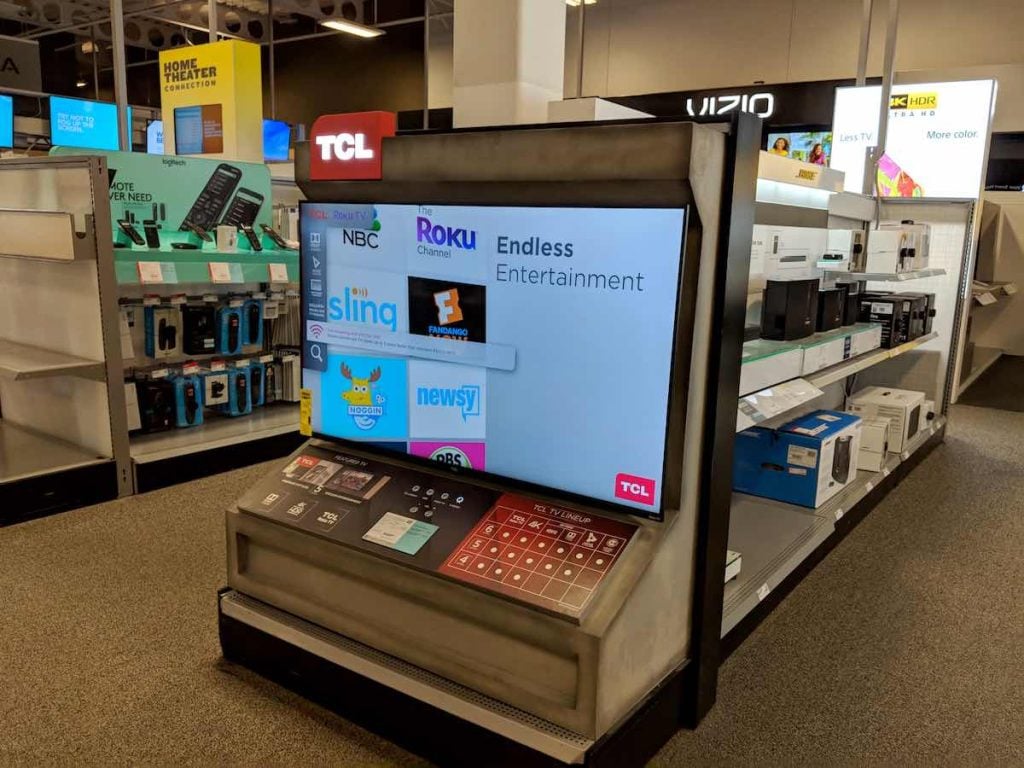 TCL Roku TV on display in a store