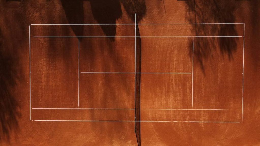 A drone shot of a tennis court